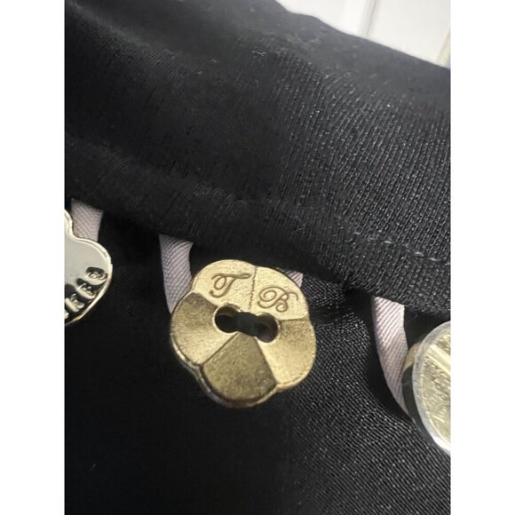 TED BAKER Black Sleeveless Asymmetrical Dress Women 4 Beige Trim Button Shoulder - Picture 10 of 13